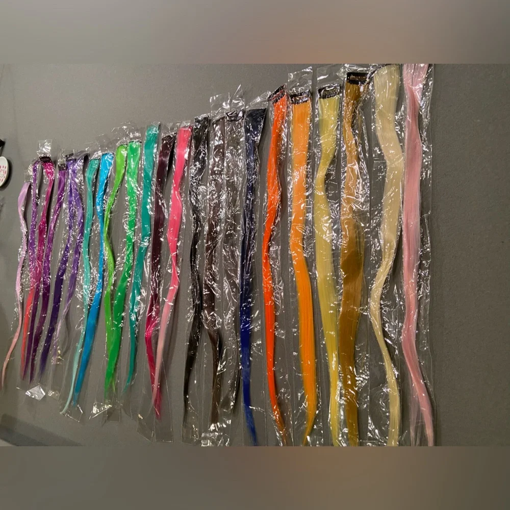 23 Hair Extensions Clip In Colorful 21” long New Never Used‎